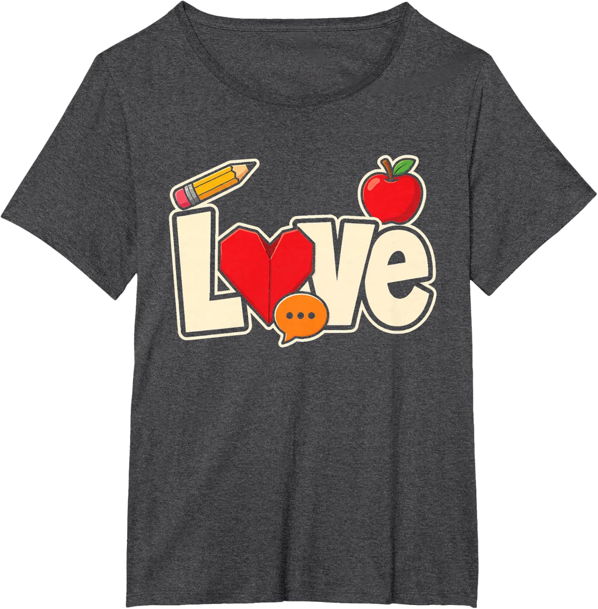 Speech Therapist Love SLP Elementary Paper Heart T-Shirt - Dark Heather Grey