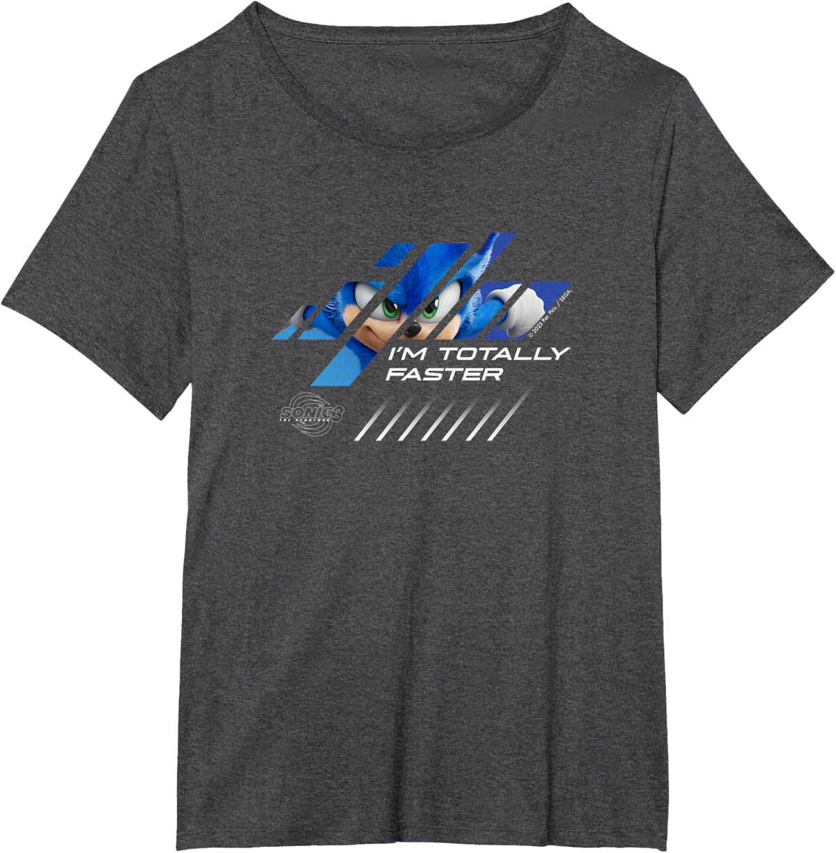 Sonic The Hedgehog 3 - Sonic I'm Totally Faster T-Shirt - Dark Heather Grey