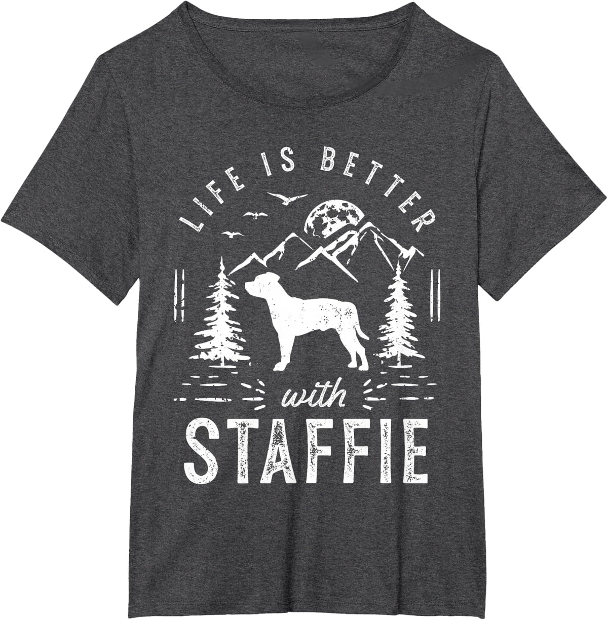 Staffie Life Better Mom Dad Dog T-Shirt - Dark Heather Grey