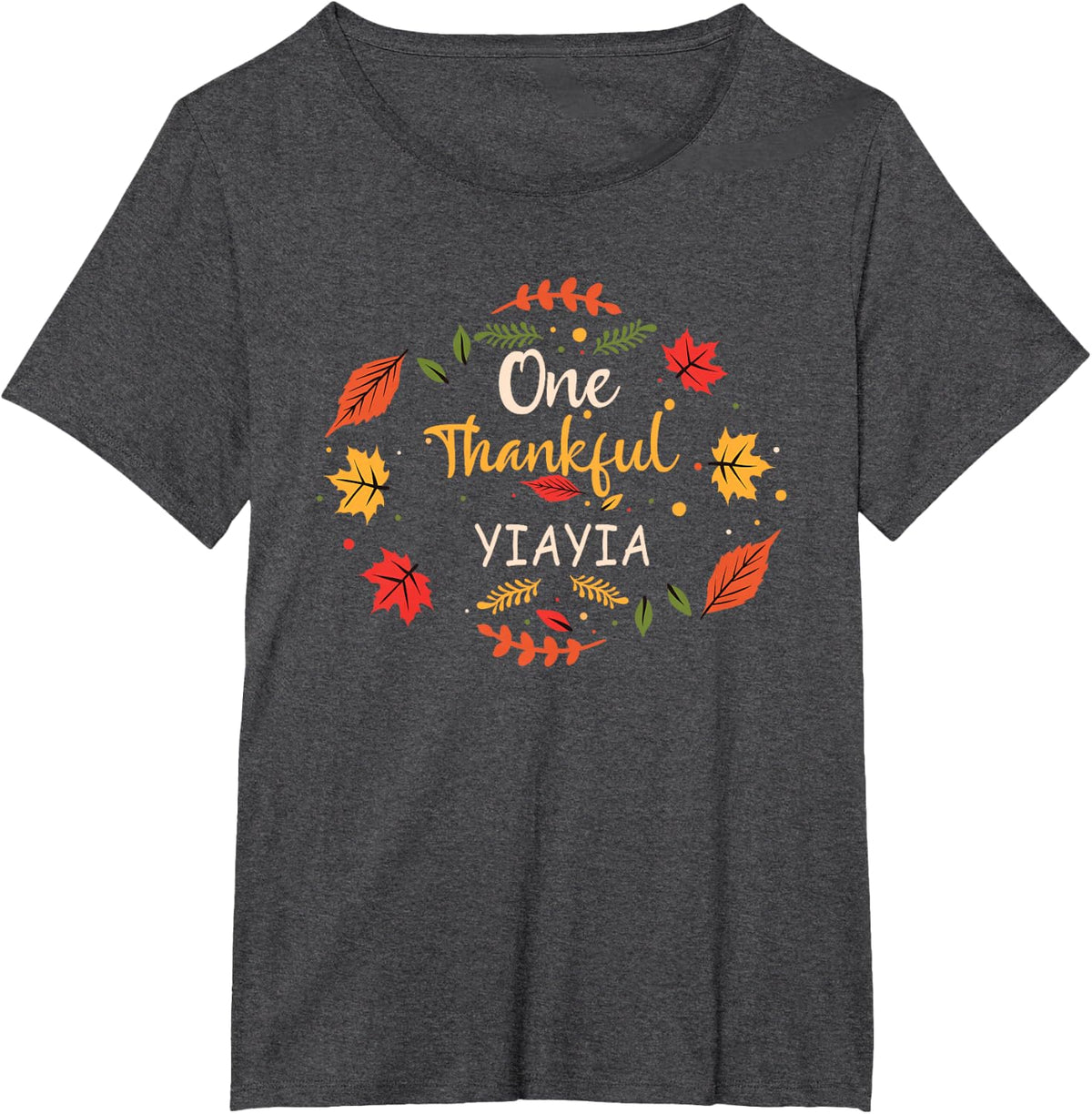 One Thankful Yiayia Family Matching Gift T-Shirt - Dark Heather Grey