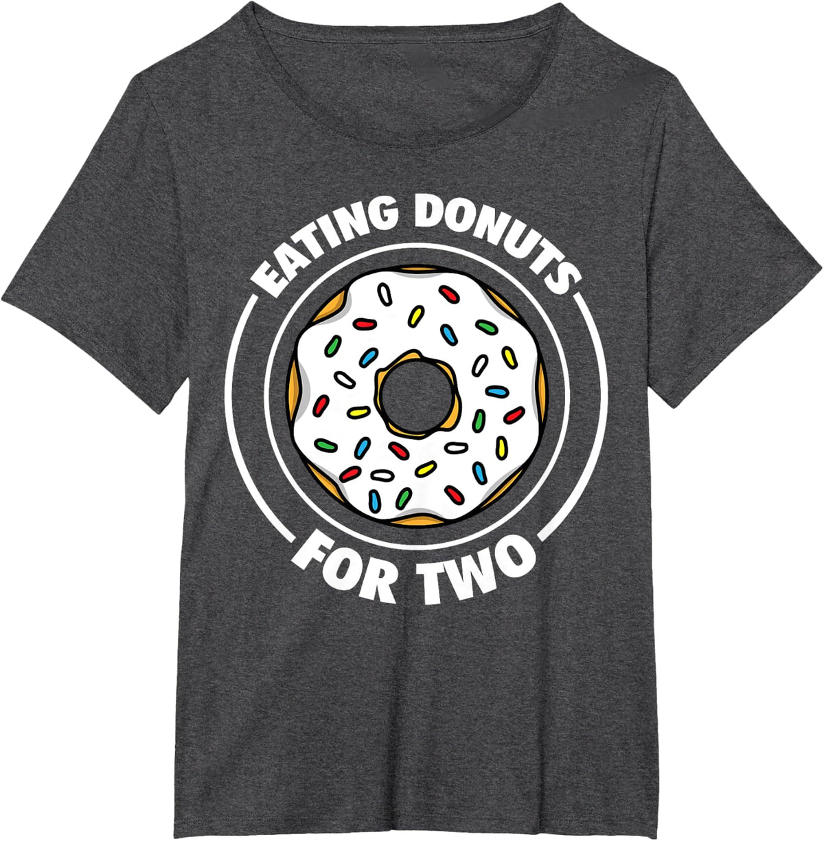 Funny Eating Donut For Two Pregnancy Gift Cool Doughnut Food T-Shirt - Dark Heather Grey