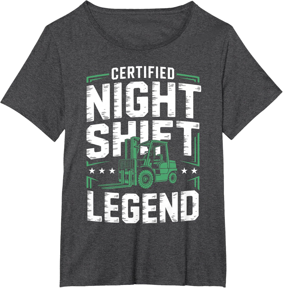 Night Shift Forklift Driver Overnight T-Shirt - Dark Heather Grey