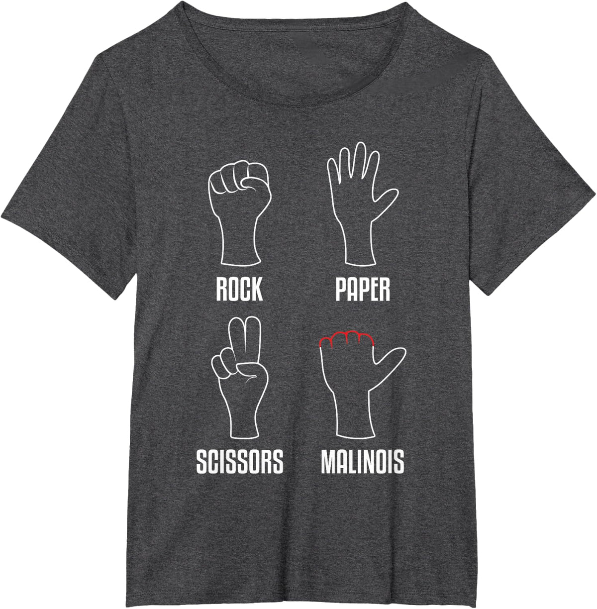 Rock Paper Scissors Malinois Funny Belgian Malinois Dog T-Shirt - Dark Heather Grey