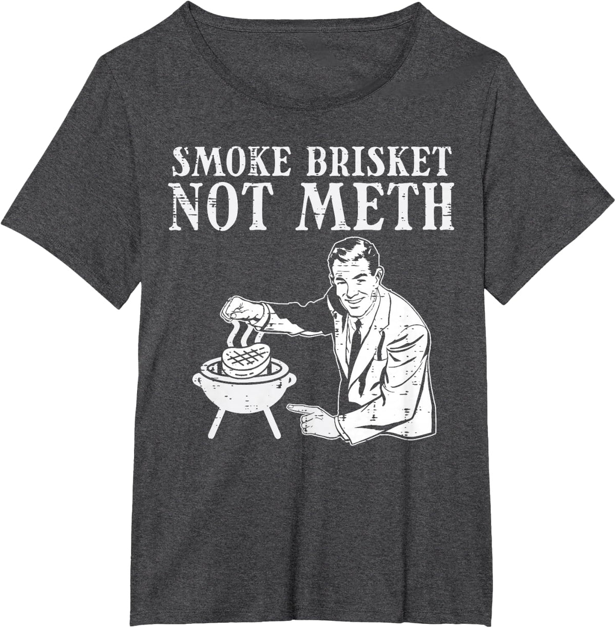 Grill Brisket Fun Bbq Barbecue Meat Grilling Master Dad Men T-Shirt - Dark Heather Grey
