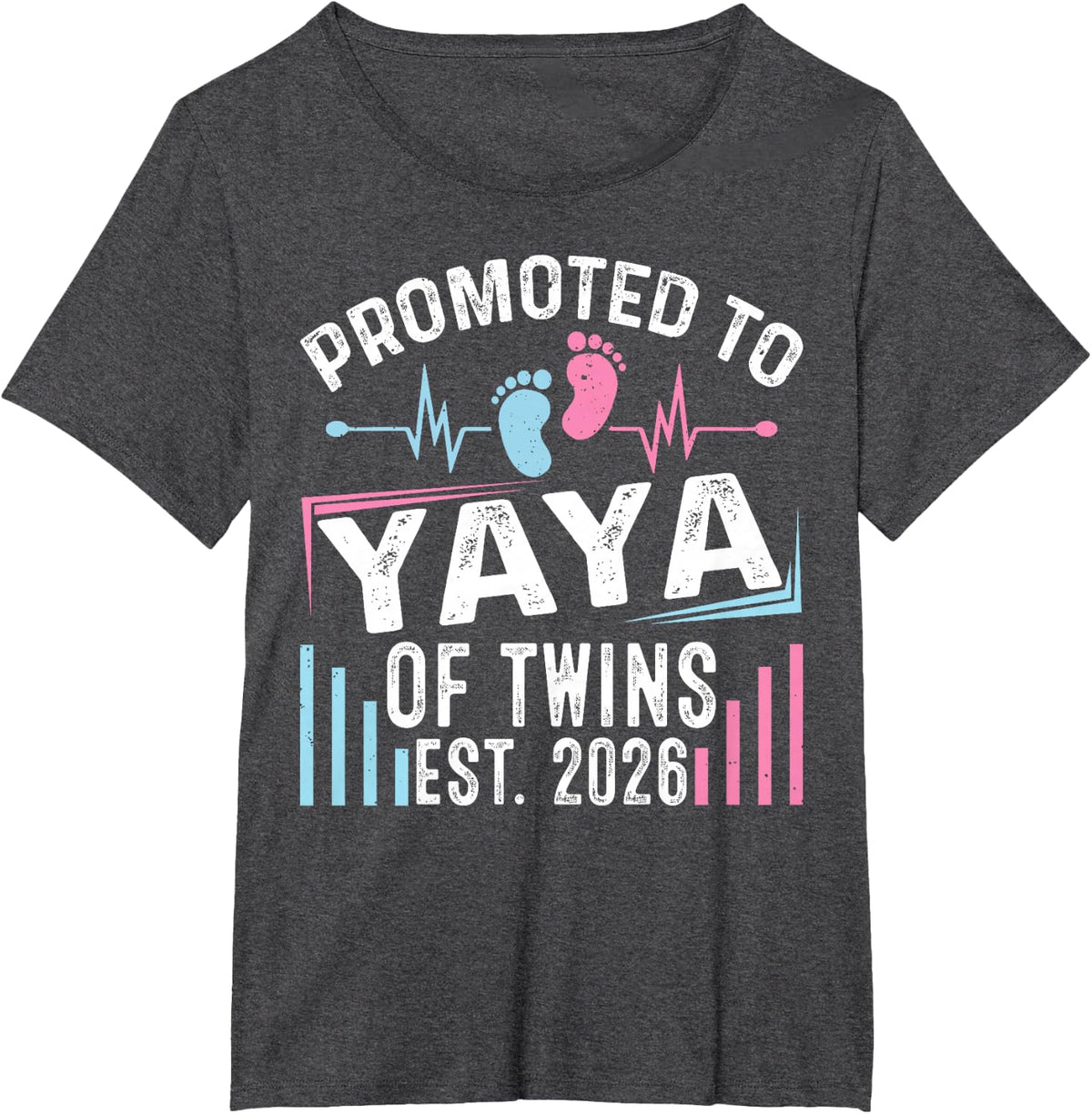 Promoted to Yaya of Twins Est 2026 Baby Shower T-Shirt - Dark Heather Grey