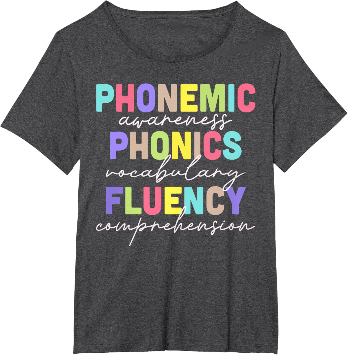 Spring Easter Reading Teacher Science of Reading T-Shirt - Dark Heather Grey