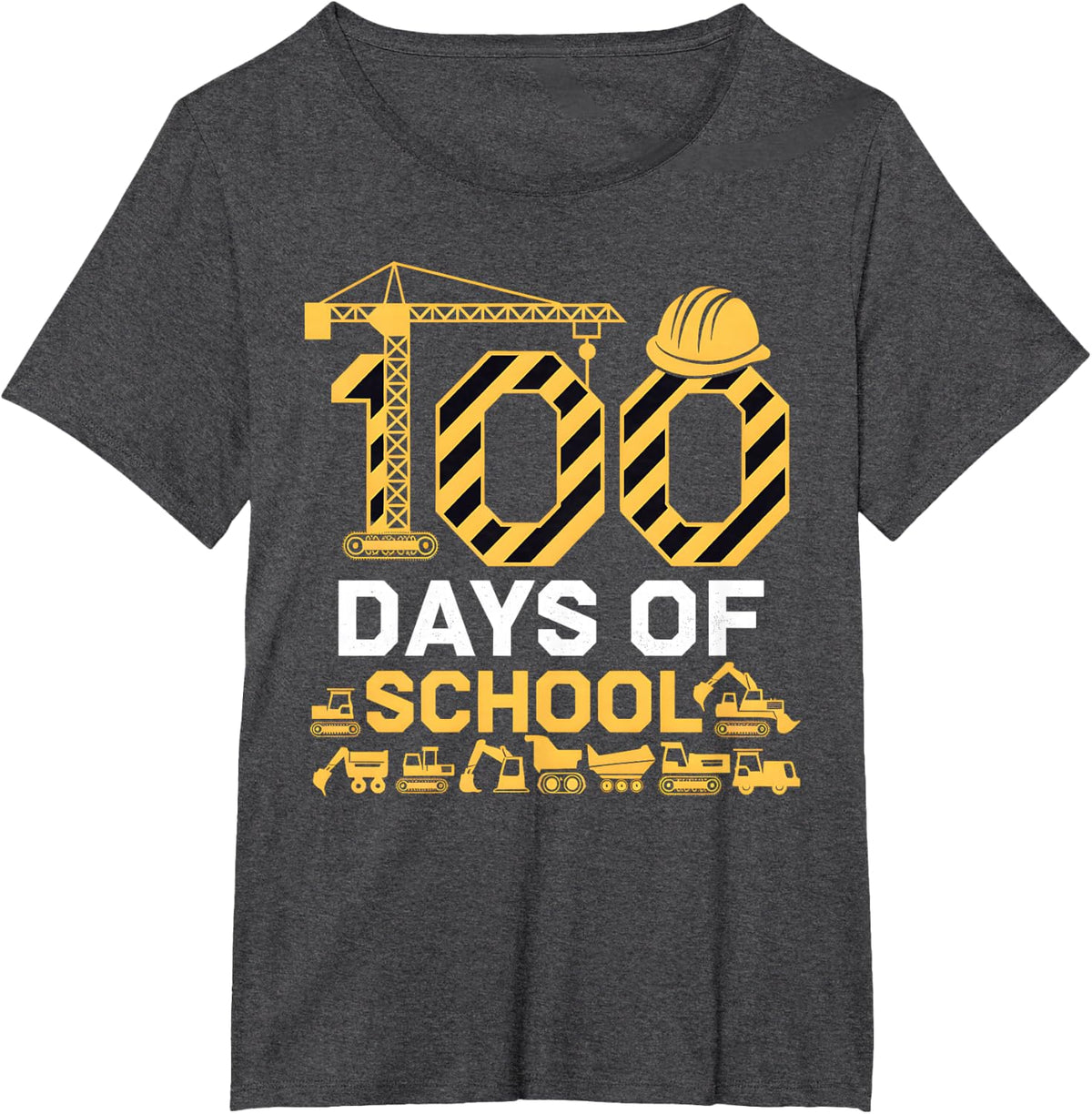 100 Days Of School Construction Vehicle 100th Day Boys Kids T-Shirt - Dark Heather Grey