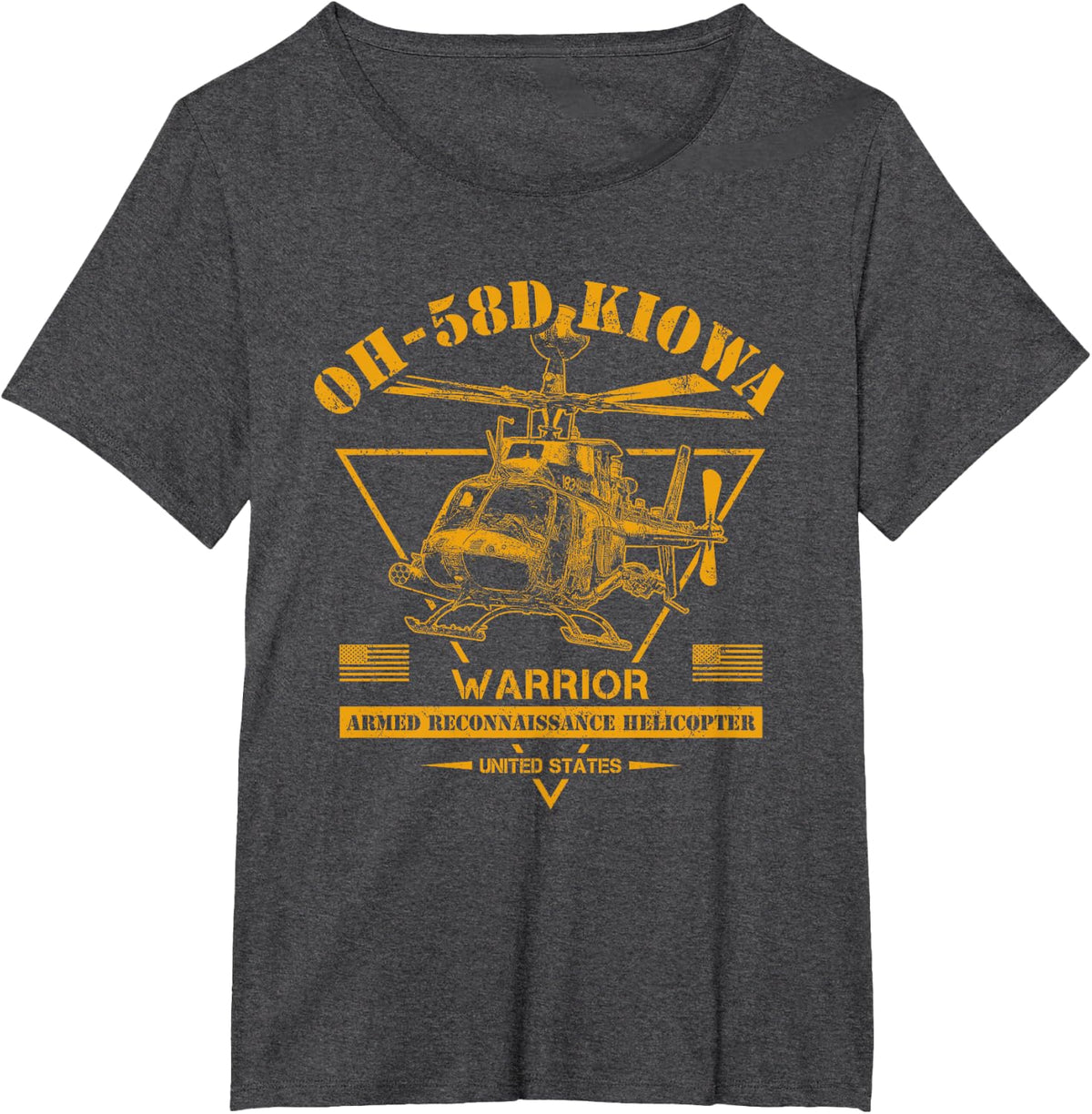 OH-58D Kiowa Warrior Helicopter T-Shirt - Dark Heather Grey