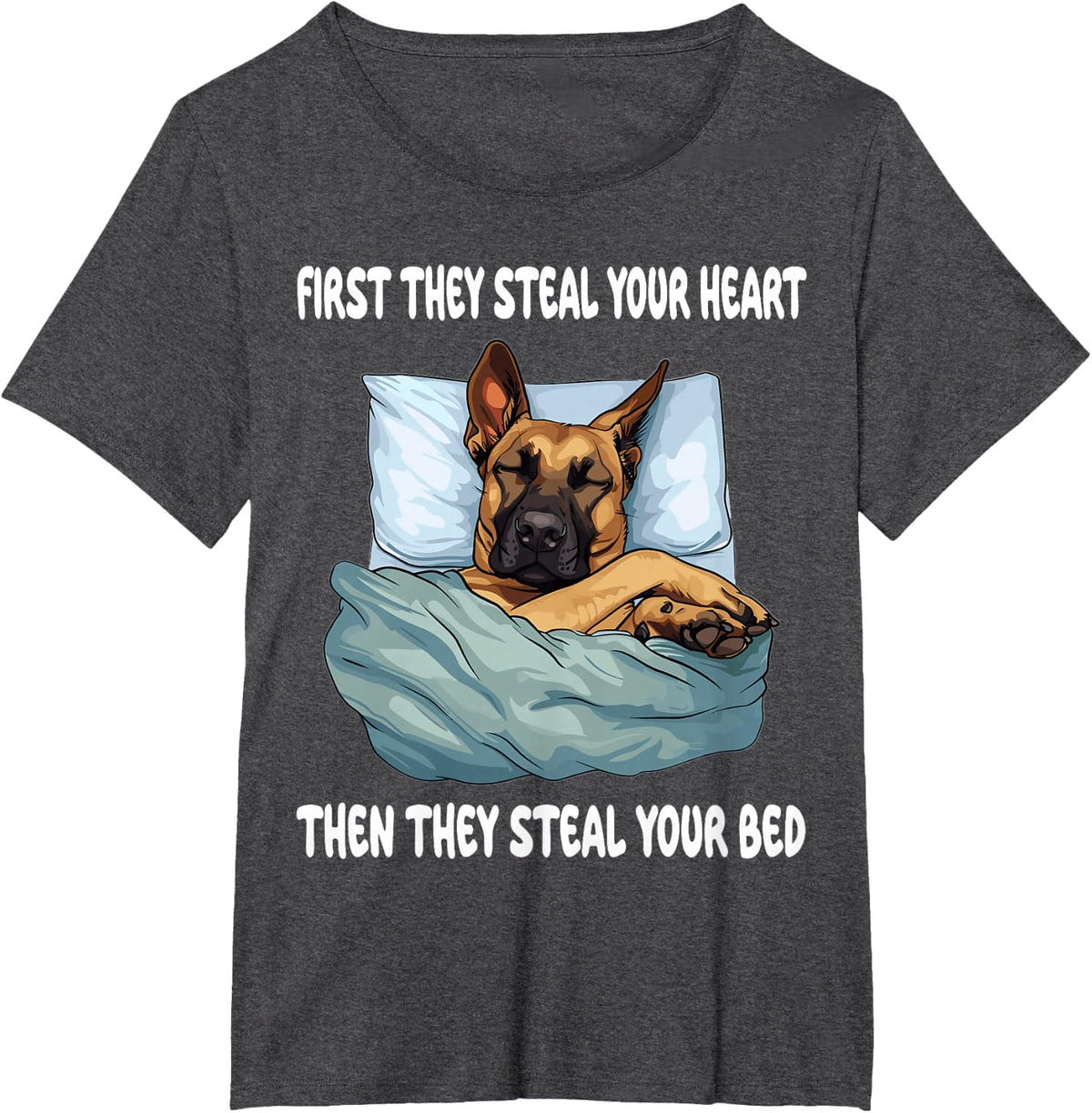 Belgian Malinois Sleeping Pajamas Nightgown T-Shirt - Dark Heather Grey