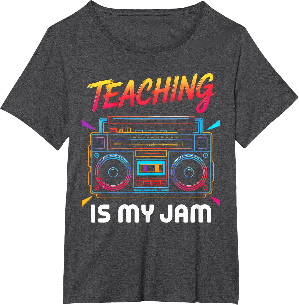 Happy Back to School Retro Teaching is My Jam 80s Teacher T-Shirt - Dark Heather Grey