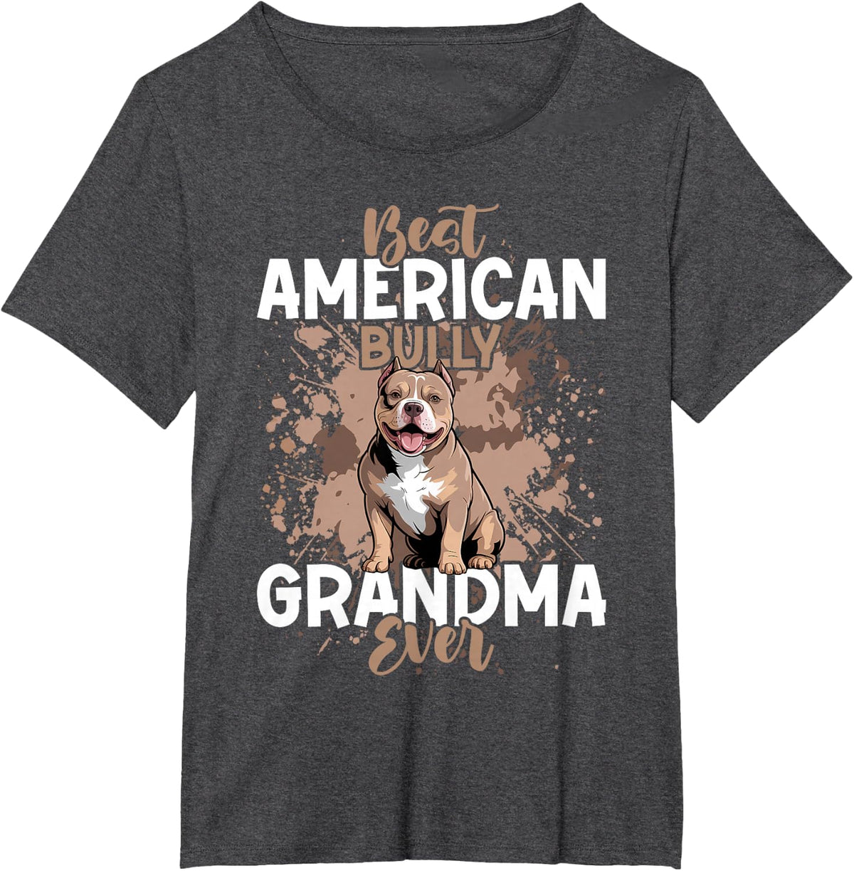 Dog Grandma XL American Bully Mom T-Shirt - Dark Heather Grey