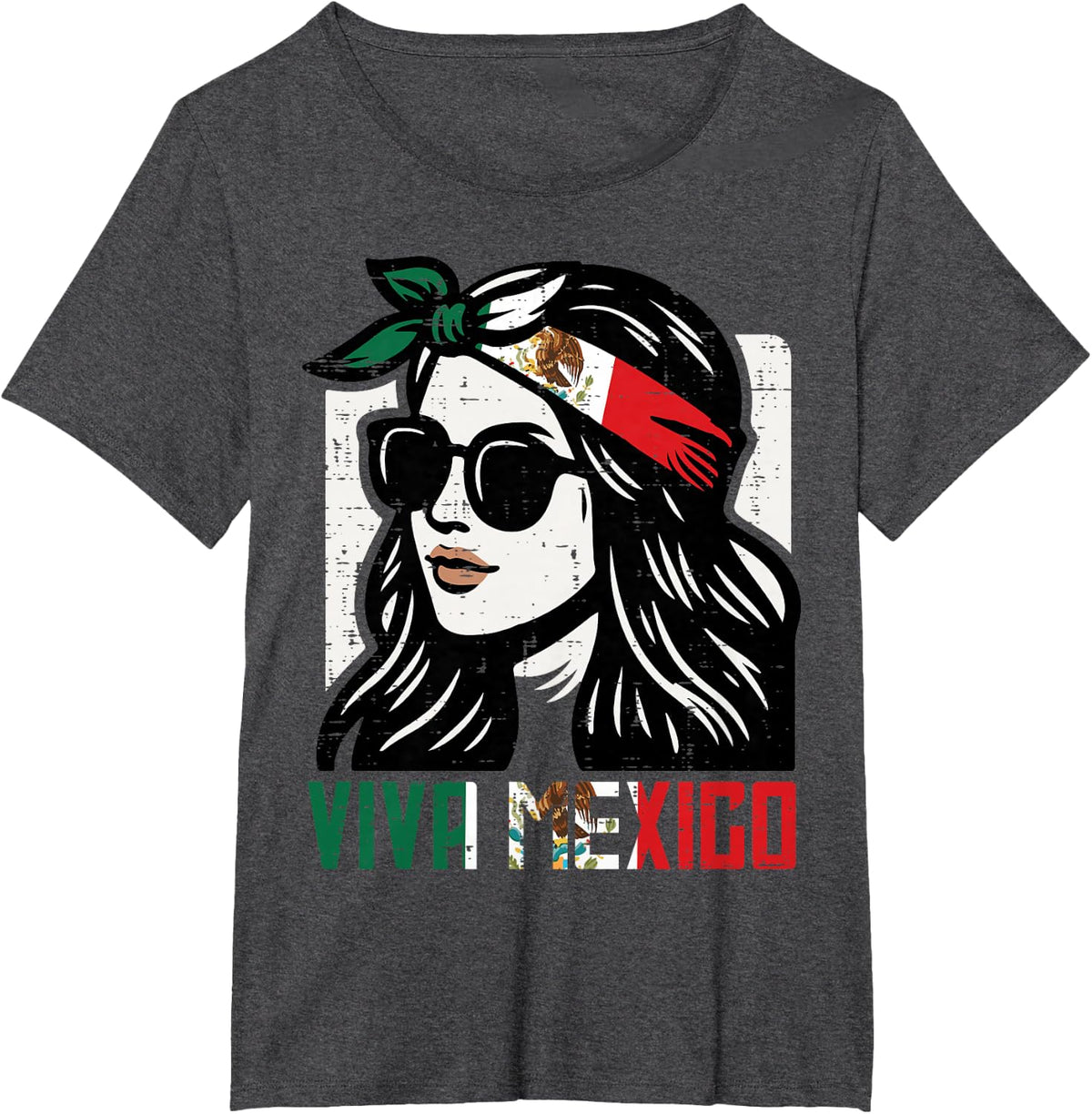 Woman Viva Mexico Flag Cinco De Mayo Mexican Women Girls T-Shirt - Dark Heather Grey