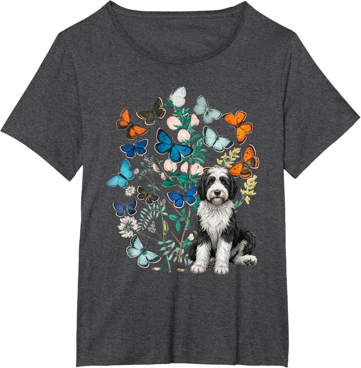 Sheepadoodle Flowers Sheepadoodle Owner Sheepadoodle Lover T-Shirt - Dark Heather Grey
