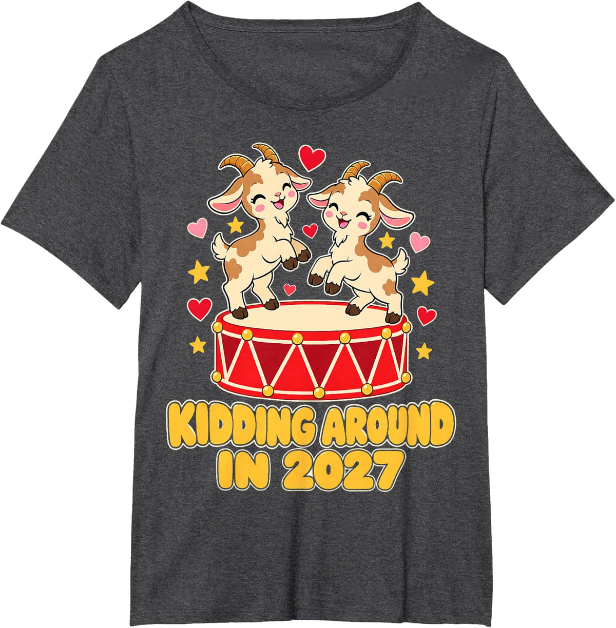 Kidding Around in 2027 Lunar New Year Goat Drum T-Shirt - Dark Heather Grey