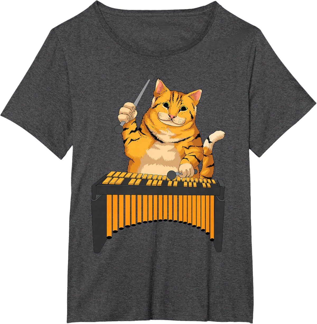 Funny Cat Playing Vibraphone | Cool Animal Musicians Gift T-Shirt - Dark Heather Grey
