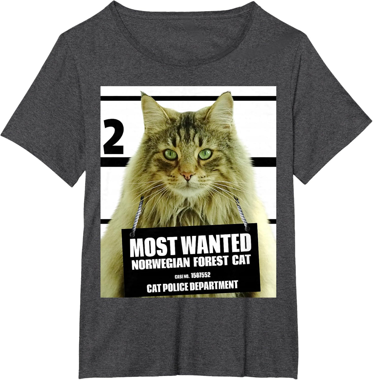 Most Wanted Cat Norwegian Forest Cat - Cute Funny Cat T-Shirt - Dark Heather Grey