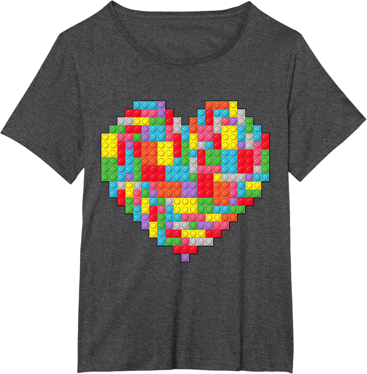 Master Builder Block Brick Building Heart Valentines Day Boy T-Shirt - Dark Heather Grey