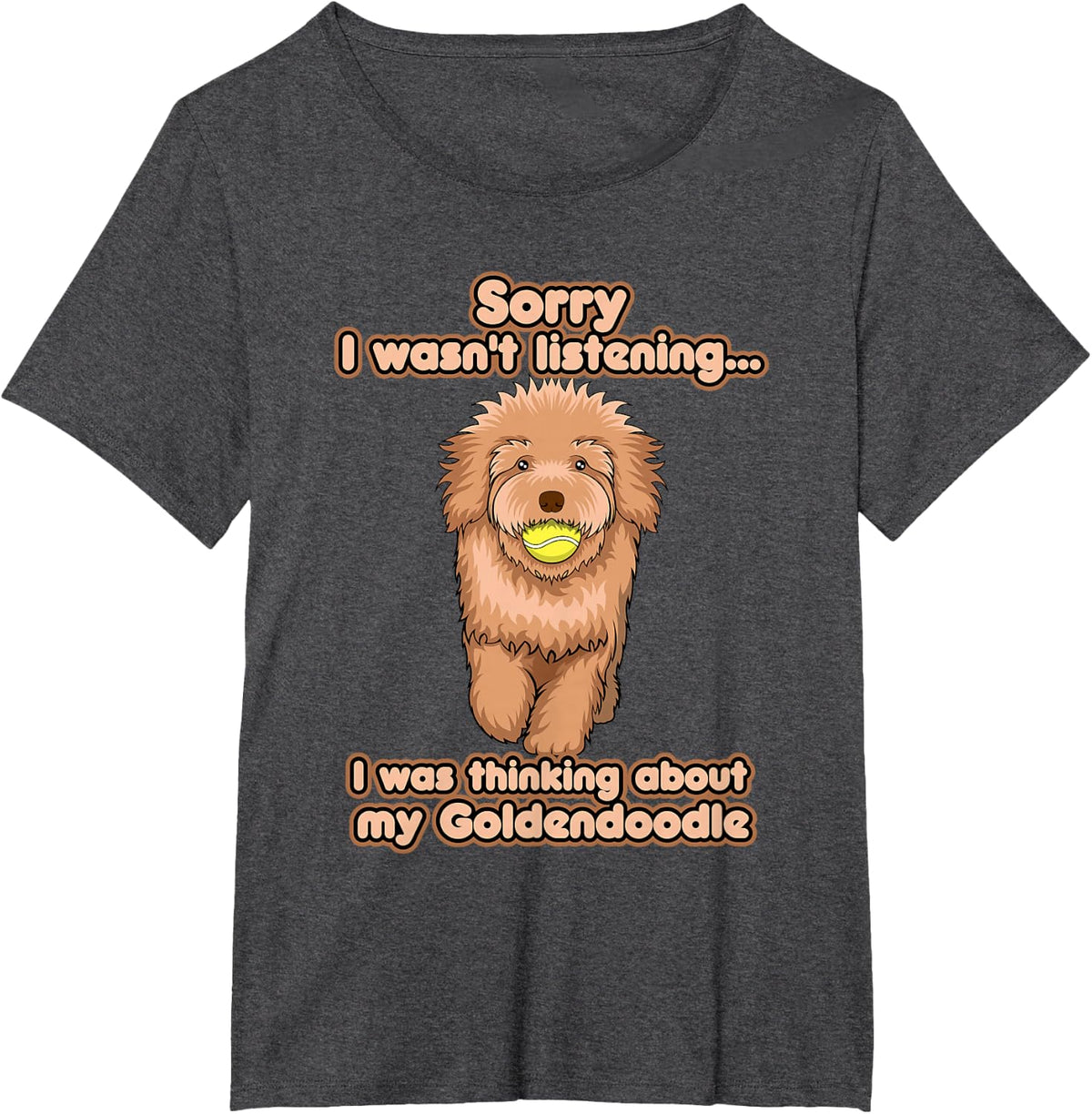 Thinking About My Goldendoodle Doodle T-Shirt - Dark Heather Grey