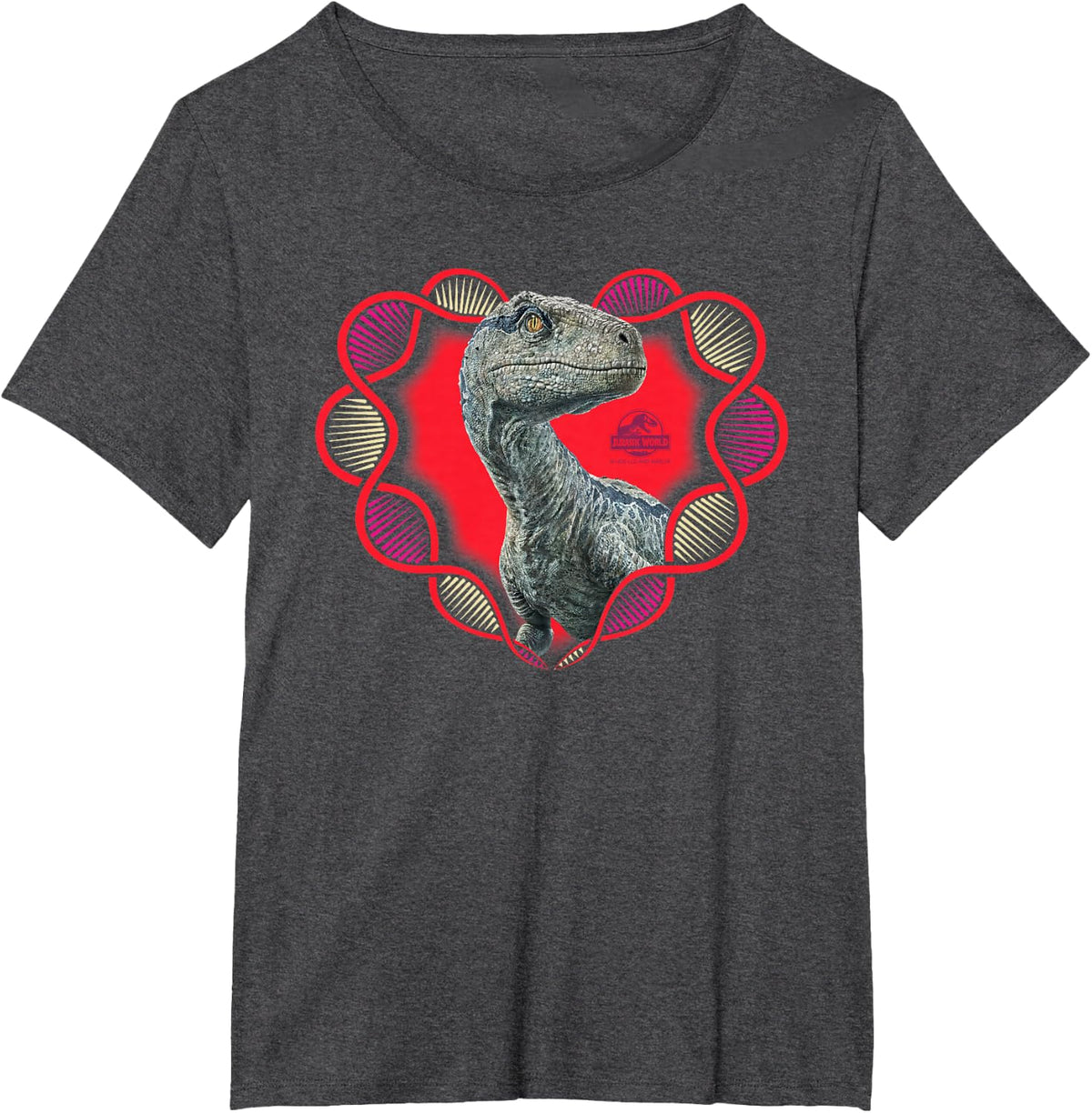Jurassic World Blue the Raptor Valentine's Day T-Shirt - Dark Heather Grey