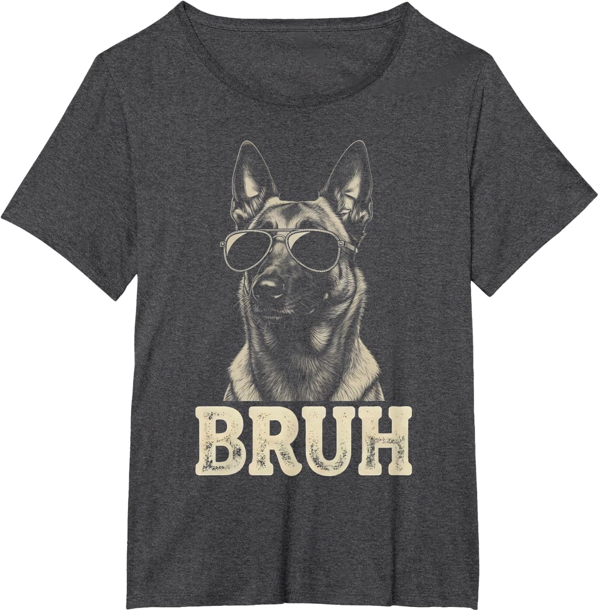 Belgian Malinois Sunglasses Bruh Funny Dog Lovers Kids Teens T-Shirt - Dark Heather Grey
