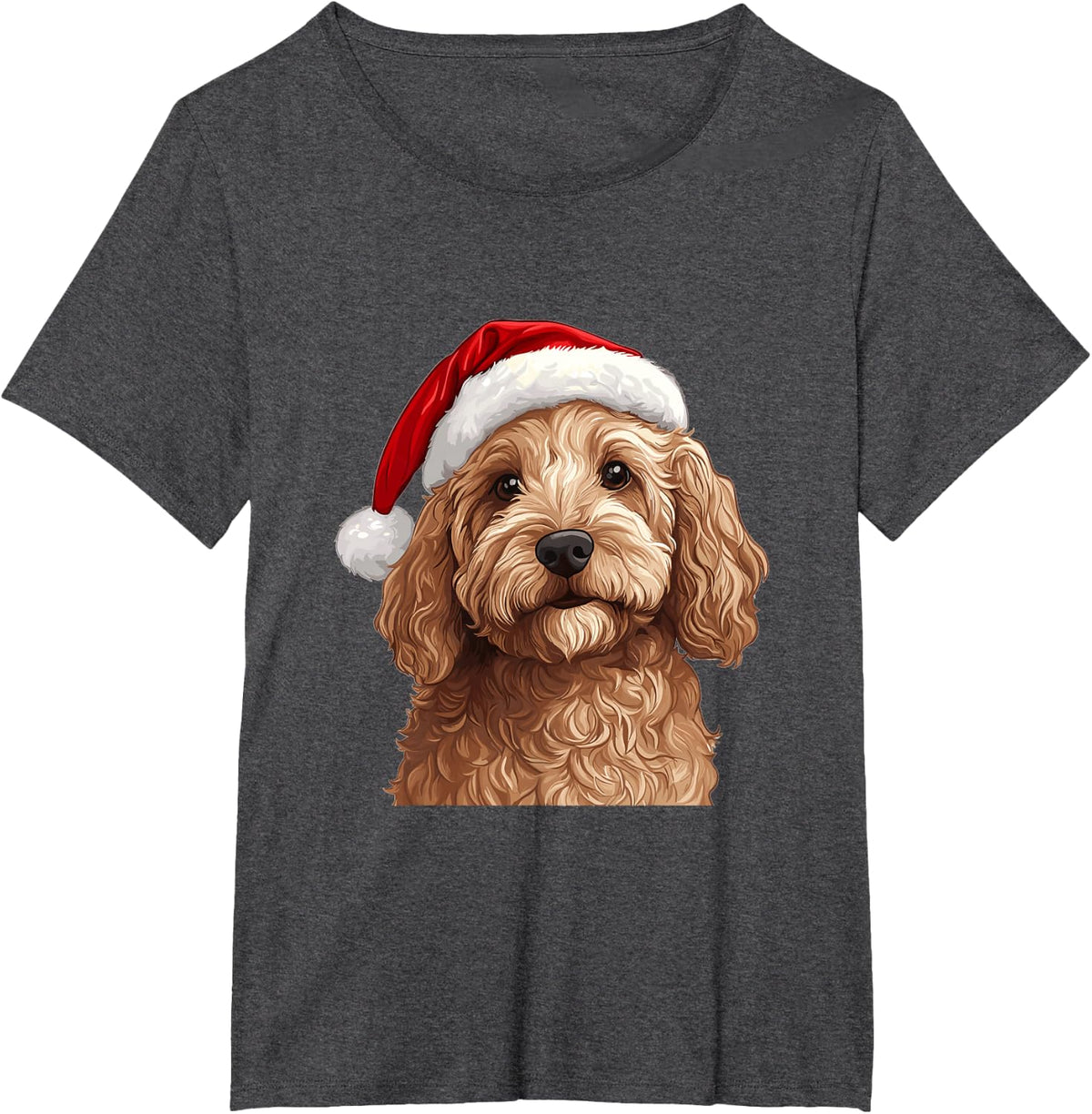 Cute Goldendoodle Dog Christmas Merry X-mas Graphic Tee T-Shirt - Dark Heather Grey