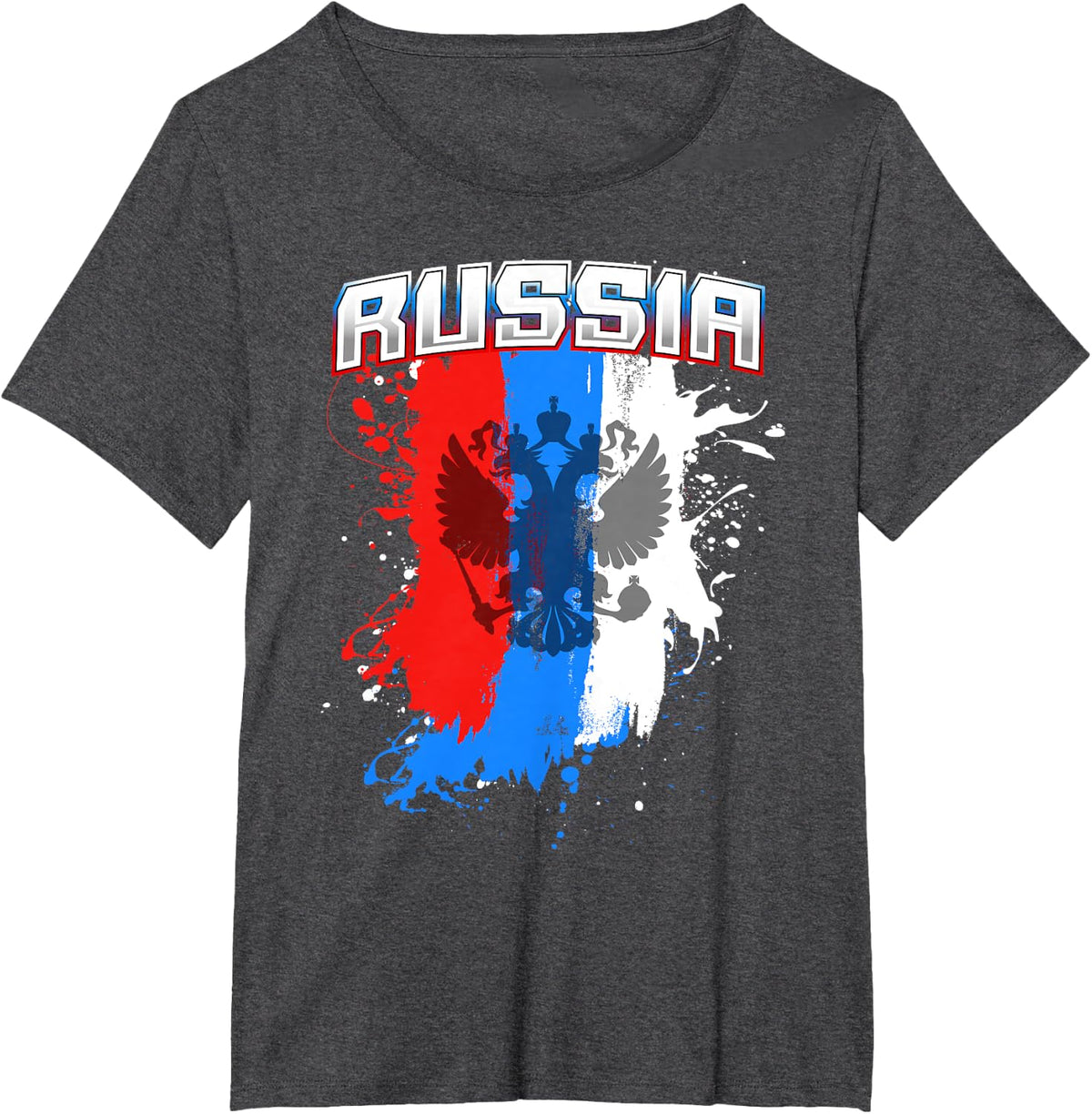 Russian Flag Gift For Men, Women And Kids Team Russia Eagle T-Shirt - Dark Heather Grey