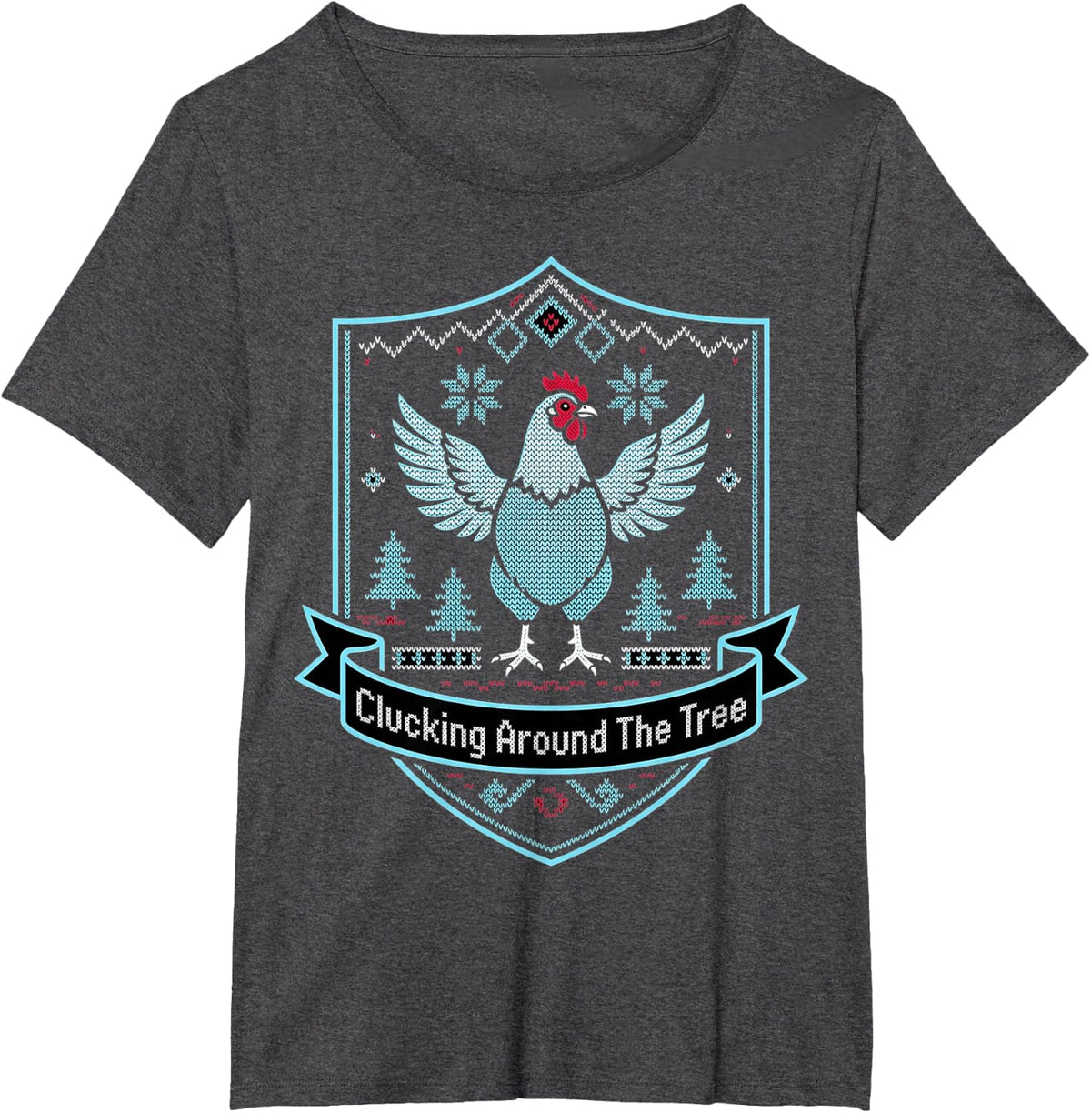 Backyard Chicken Flapping Ugly Holiday Sweater Xmas T-Shirt - Dark Heather Grey