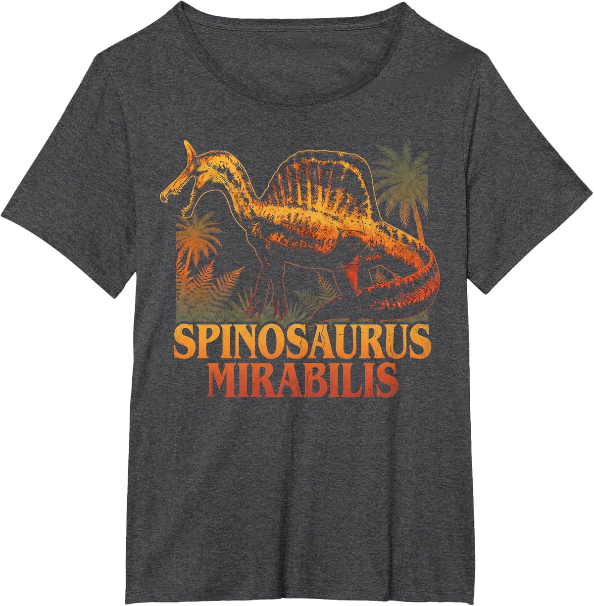 Spinosaurus Mirabilis Vintage Dinosaur Paleontology T-Shirt - Dark Heather Grey
