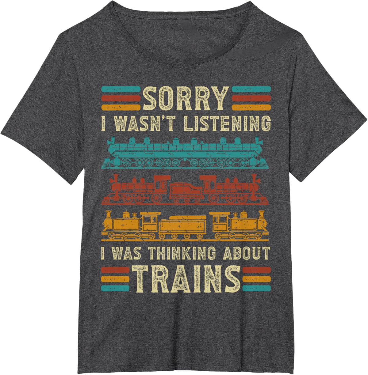 Retro Model Railroading Men Women Train Lover Funny Train T-Shirt - Dark Heather Grey