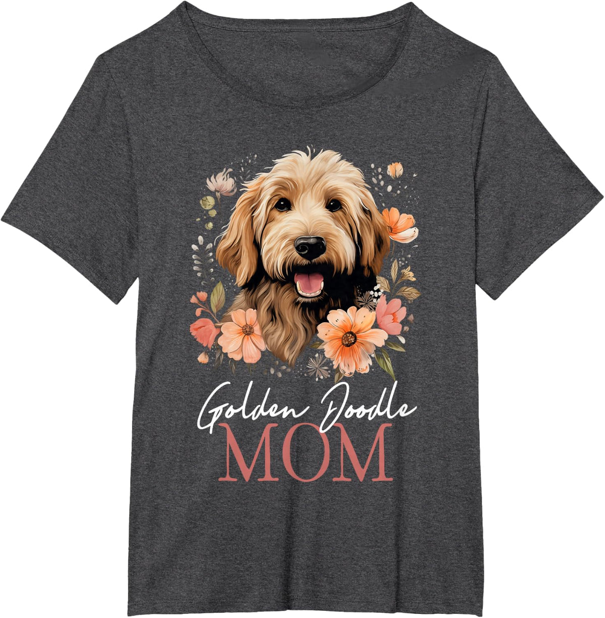 Goldendoodle Mom Vintage Flowers Floral Doodle Dog Mom T-Shirt - Dark Heather Grey