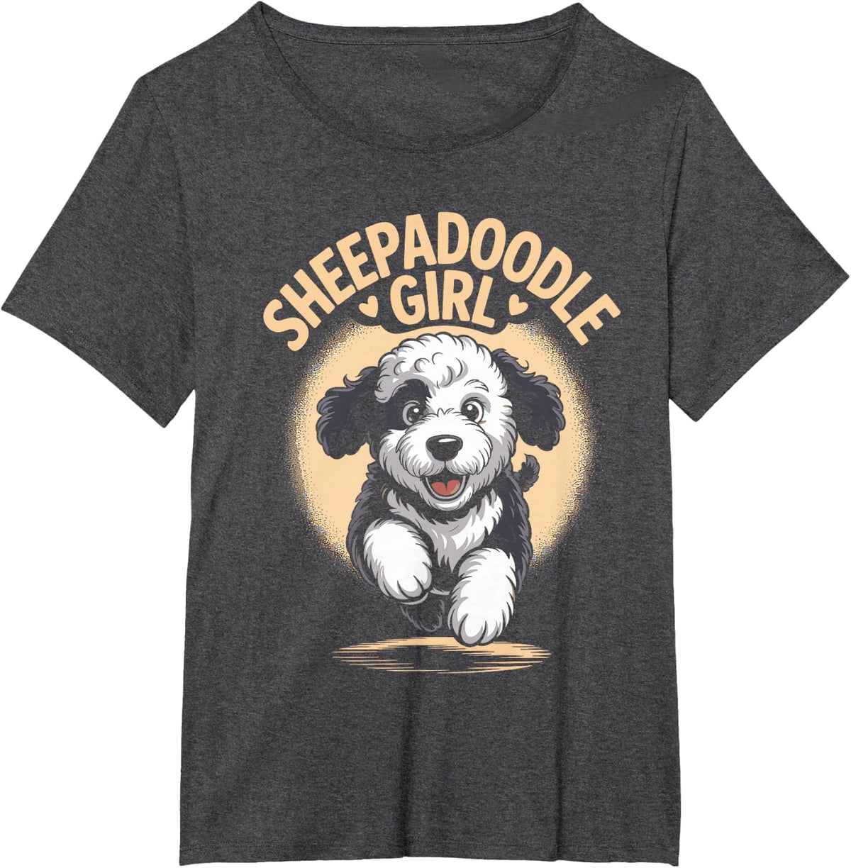 Sheepadoodle Girl Cute Cartoon for Dog Owners | Womens T-Shirt - Dark Heather Grey