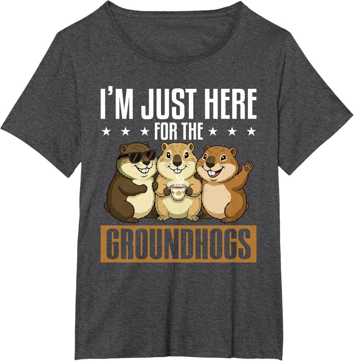 I'm Just Here for The Groundhogs Weather Day Celebration T-Shirt - Dark Heather Grey