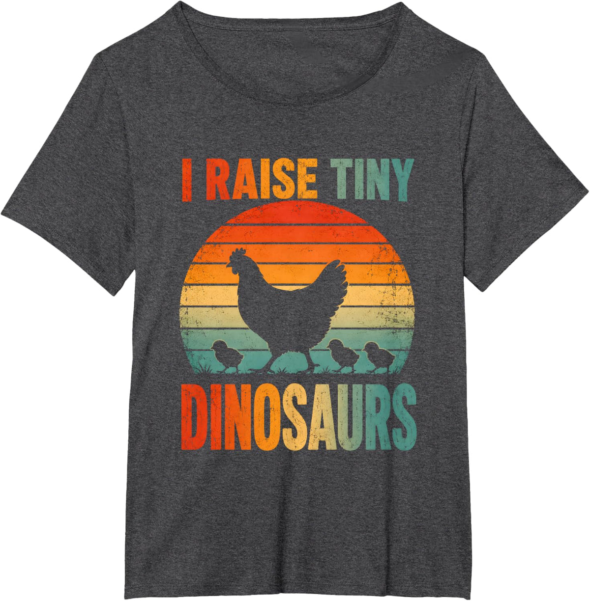 I Raise Tiny Dinosaurs Funny Chicken Mom Classic Retro T-Shirt - Dark Heather Grey