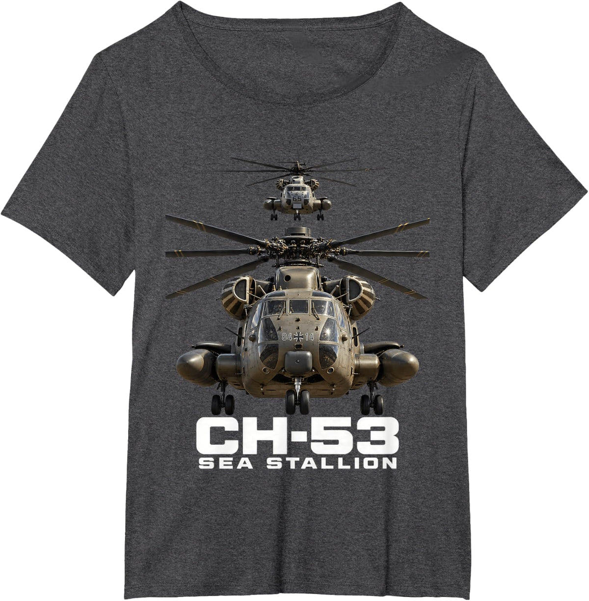 Ch-53 Sea Stallion Two Helicopters T-Shirt - Dark Heather Grey