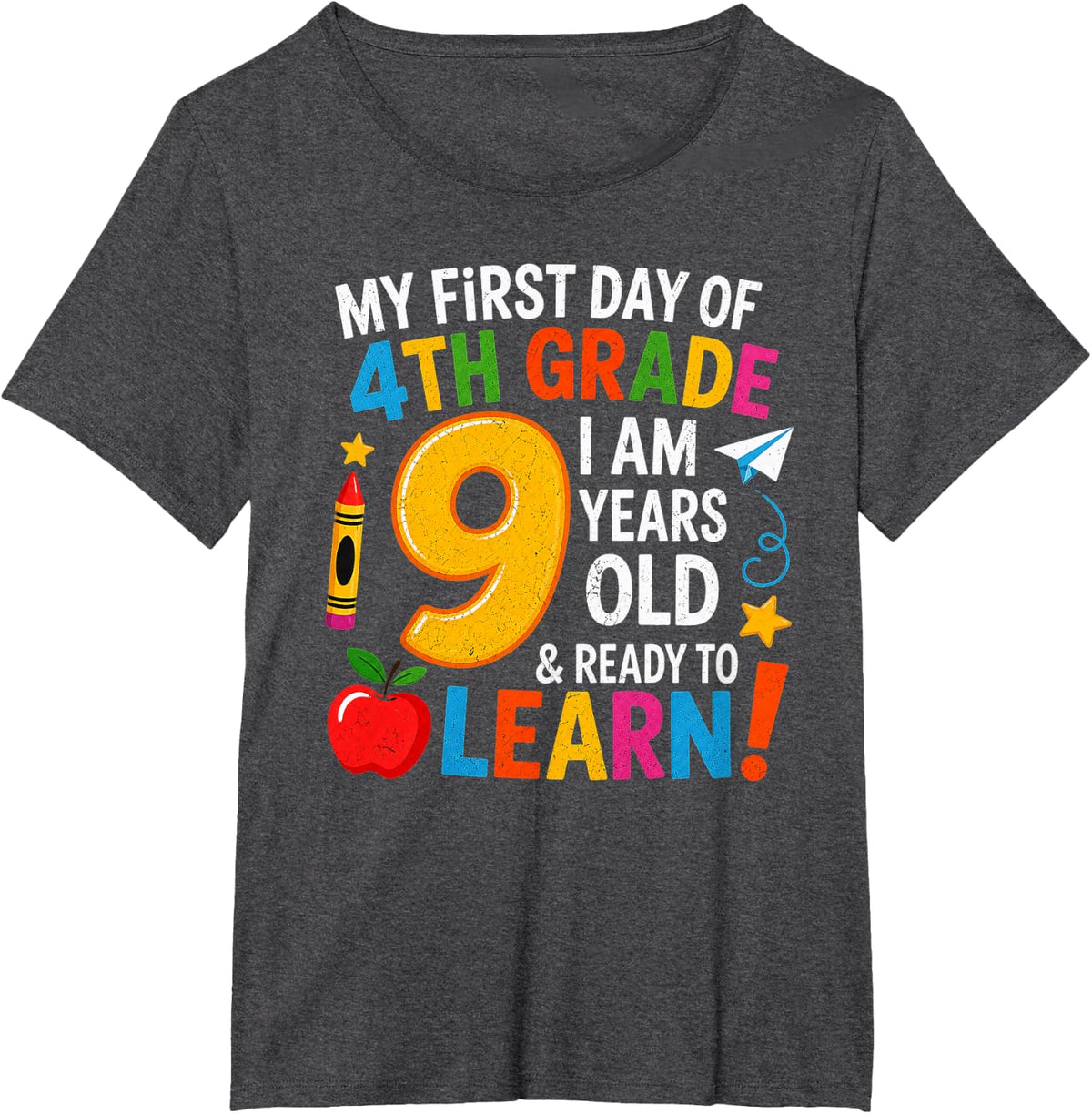 My First Day of 4th Grade Ready to Learn Boys Kids T-Shirt - Dark Heather Grey