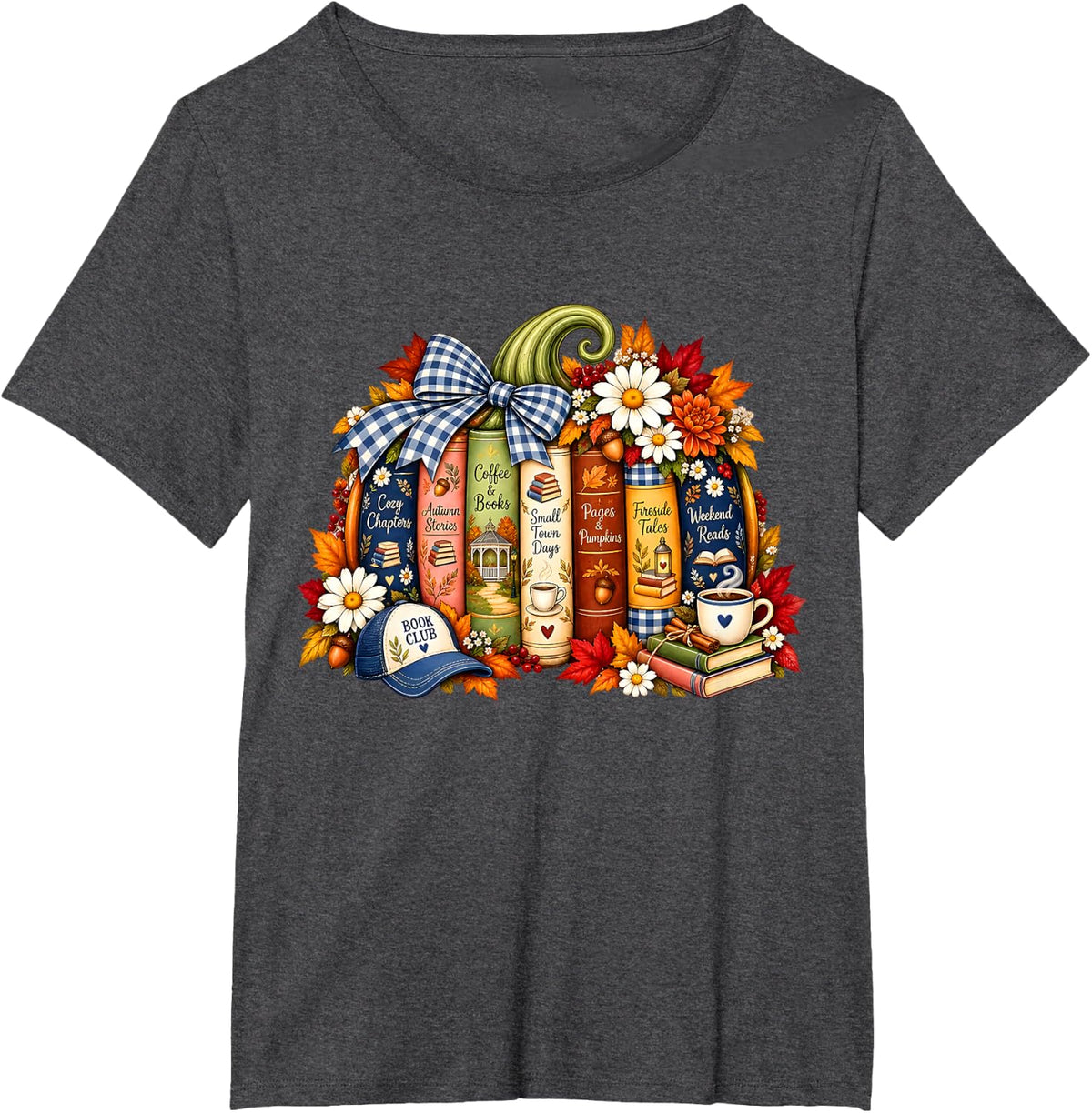 Fall Autumn Read Book Lover Pumpkin Cozy Season T-Shirt - Dark Heather Grey