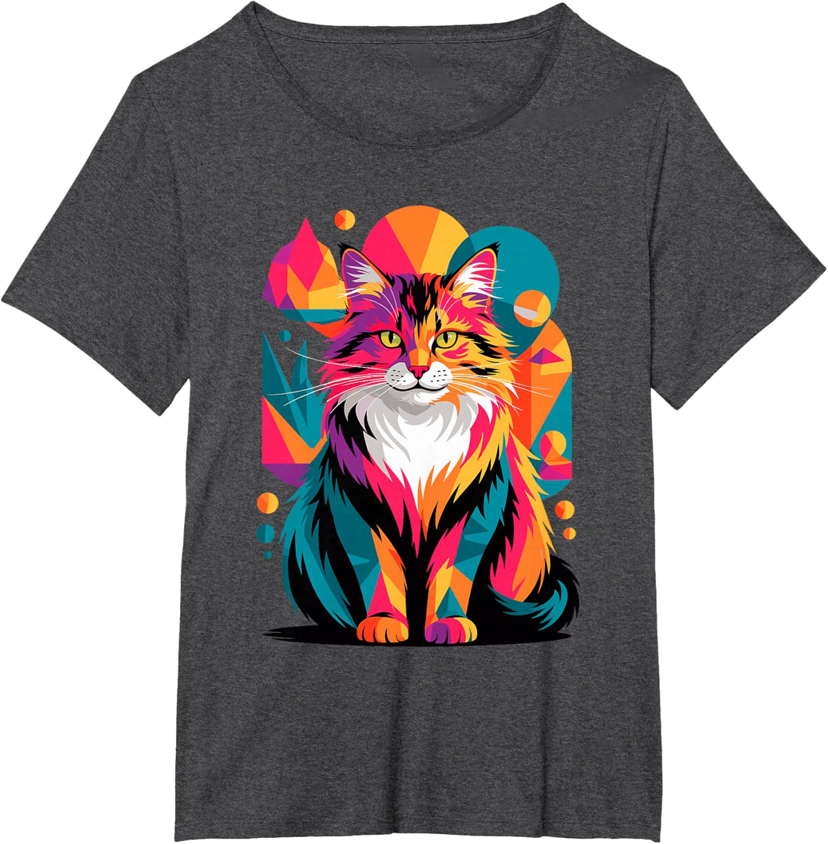 Abstract Art Norwegian Forest Cat Wegies T-Shirt - Dark Heather Grey