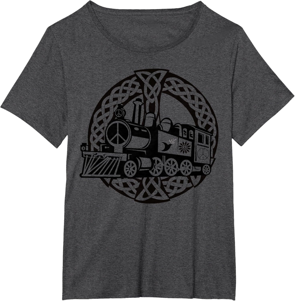 Peace lover's train T-Shirt - Dark Heather Grey