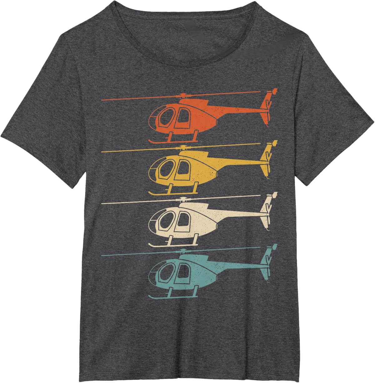 Helicopter Pilot Co. Unisex-Kids Retro Aviation T-Shirt - Dark Heather Grey