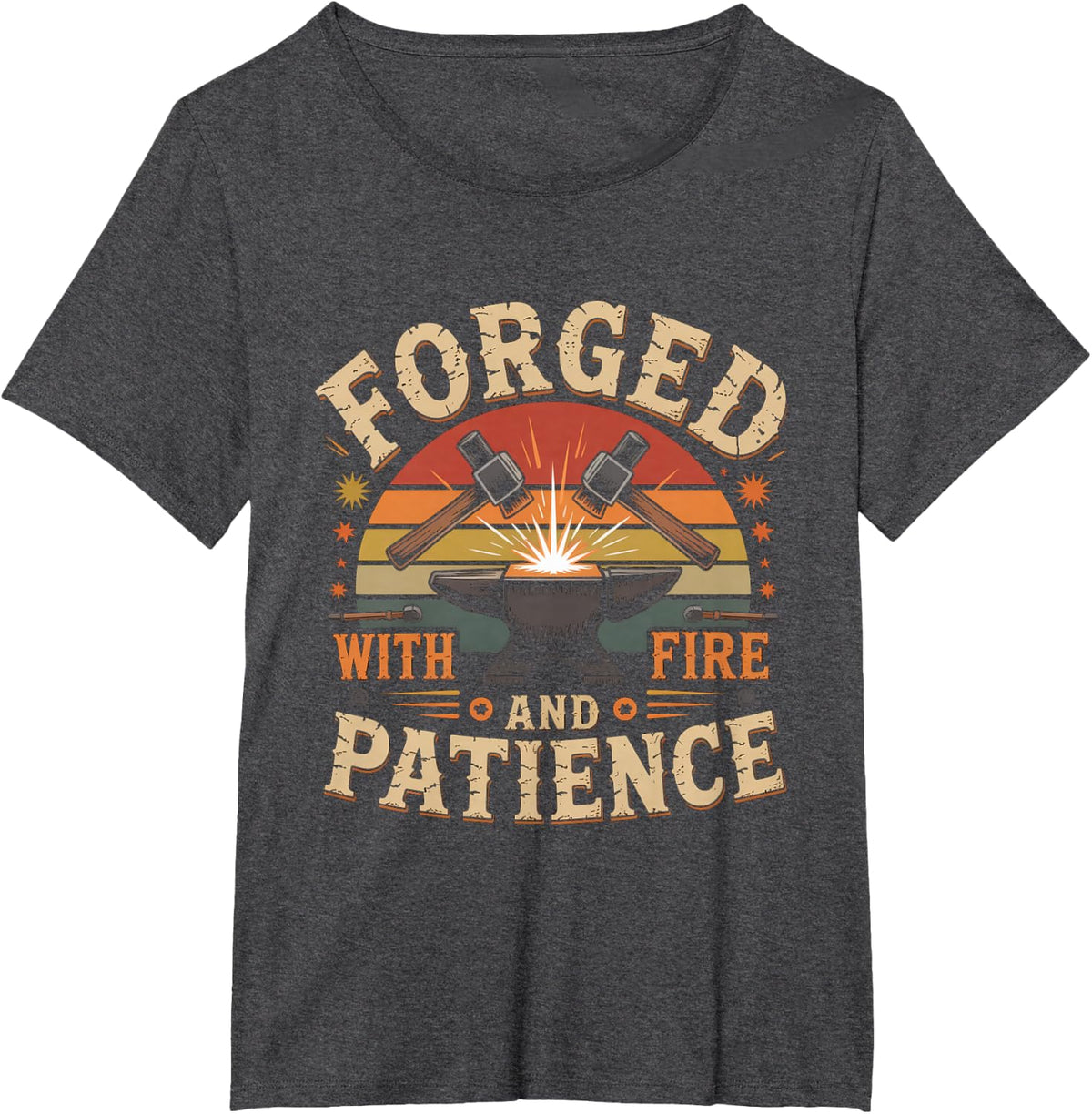 Forged with Fire and Patience Blacksmith T-Shirt - Dark Heather Grey