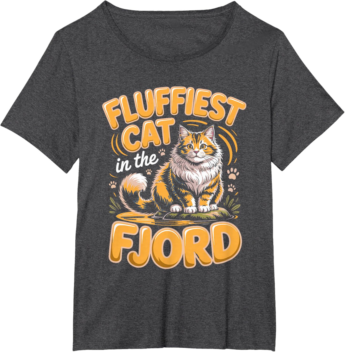 Fluffiest Cat in the Fjord Norwegian Forest Wegie T-Shirt - Dark Heather Grey