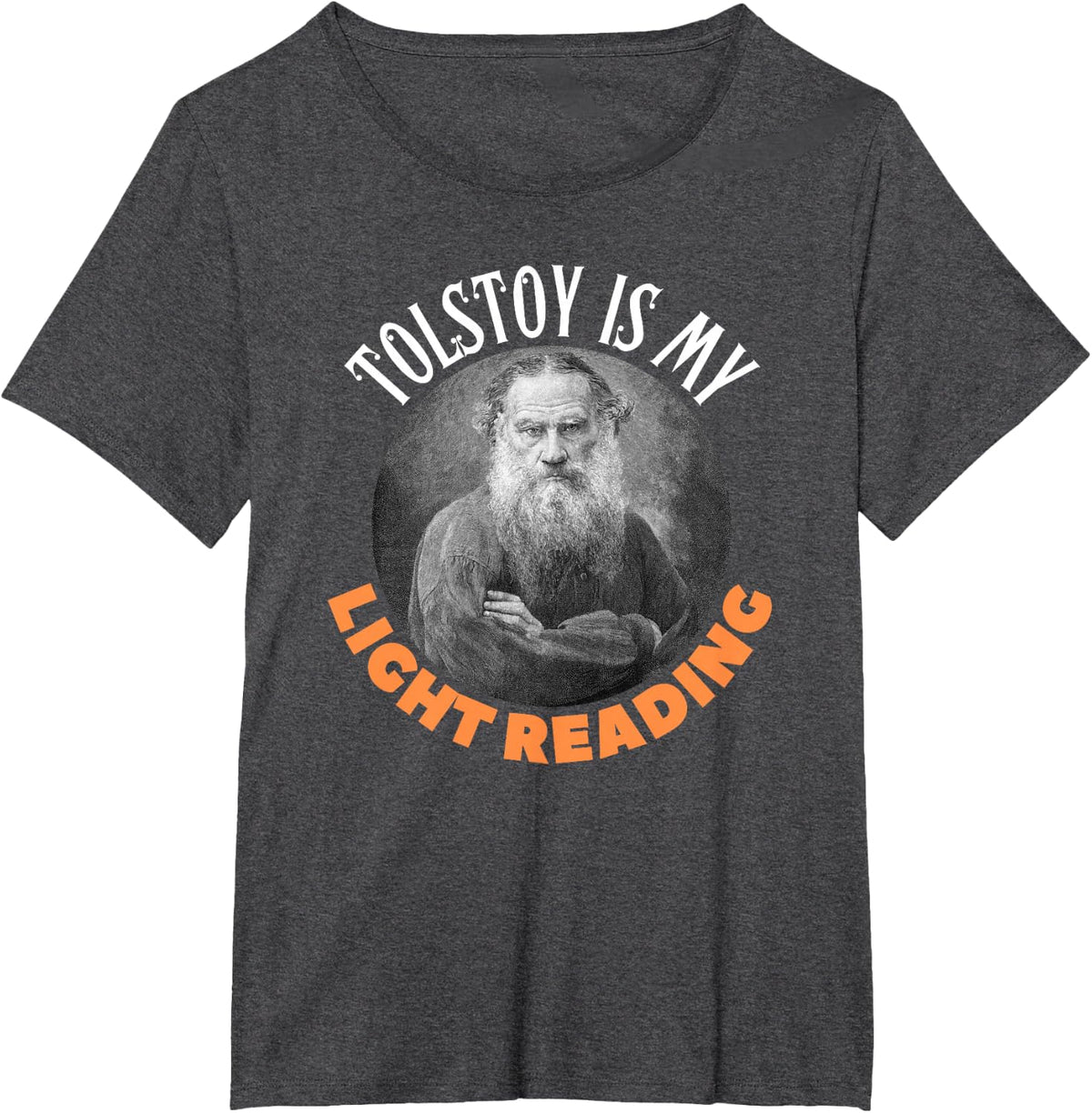 Funny Leo Tolstoy Russian Literature, Light Reading Gift T-Shirt - Dark Heather Grey