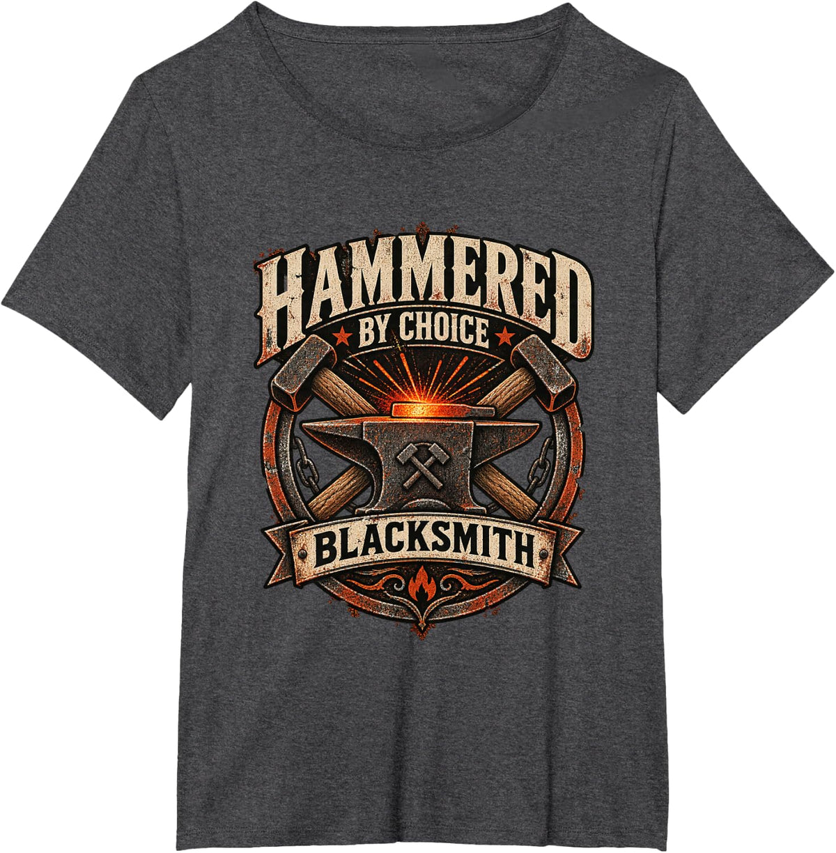 Hammered By Choice Funny Blacksmith Forging Humor T-Shirt - Dark Heather Grey