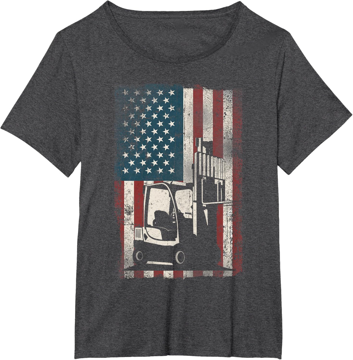 Certified Forklift Truck Operator American Flag Patriotic T-Shirt - Dark Heather Grey