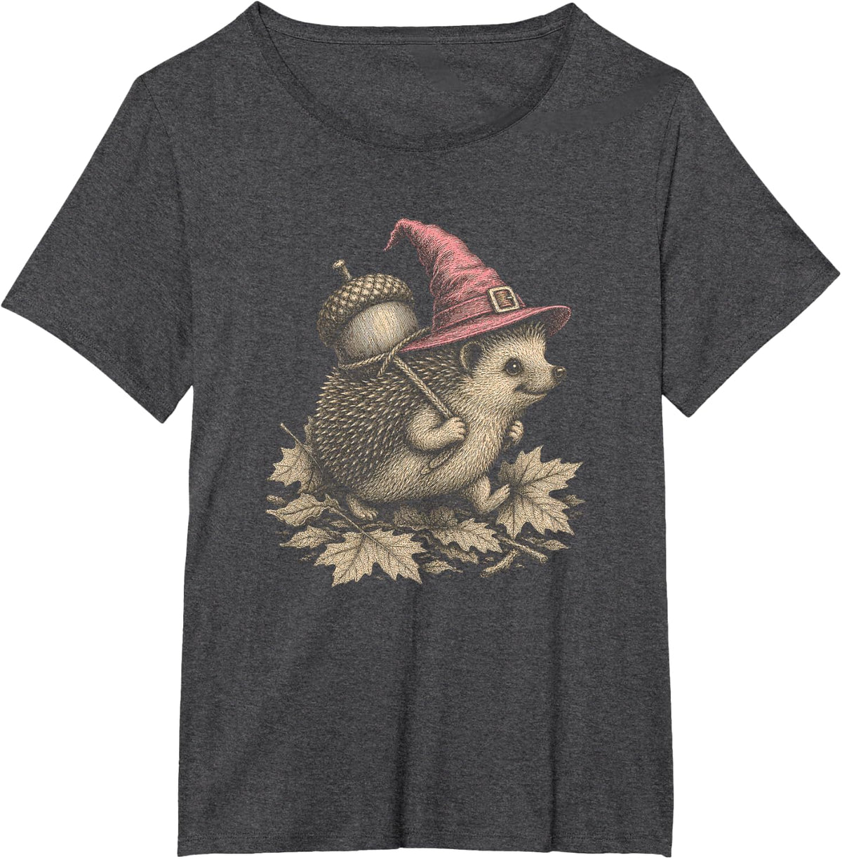 Cute Hedgehog Cozy Fall Woodland Nature T-Shirt - Dark Heather Grey