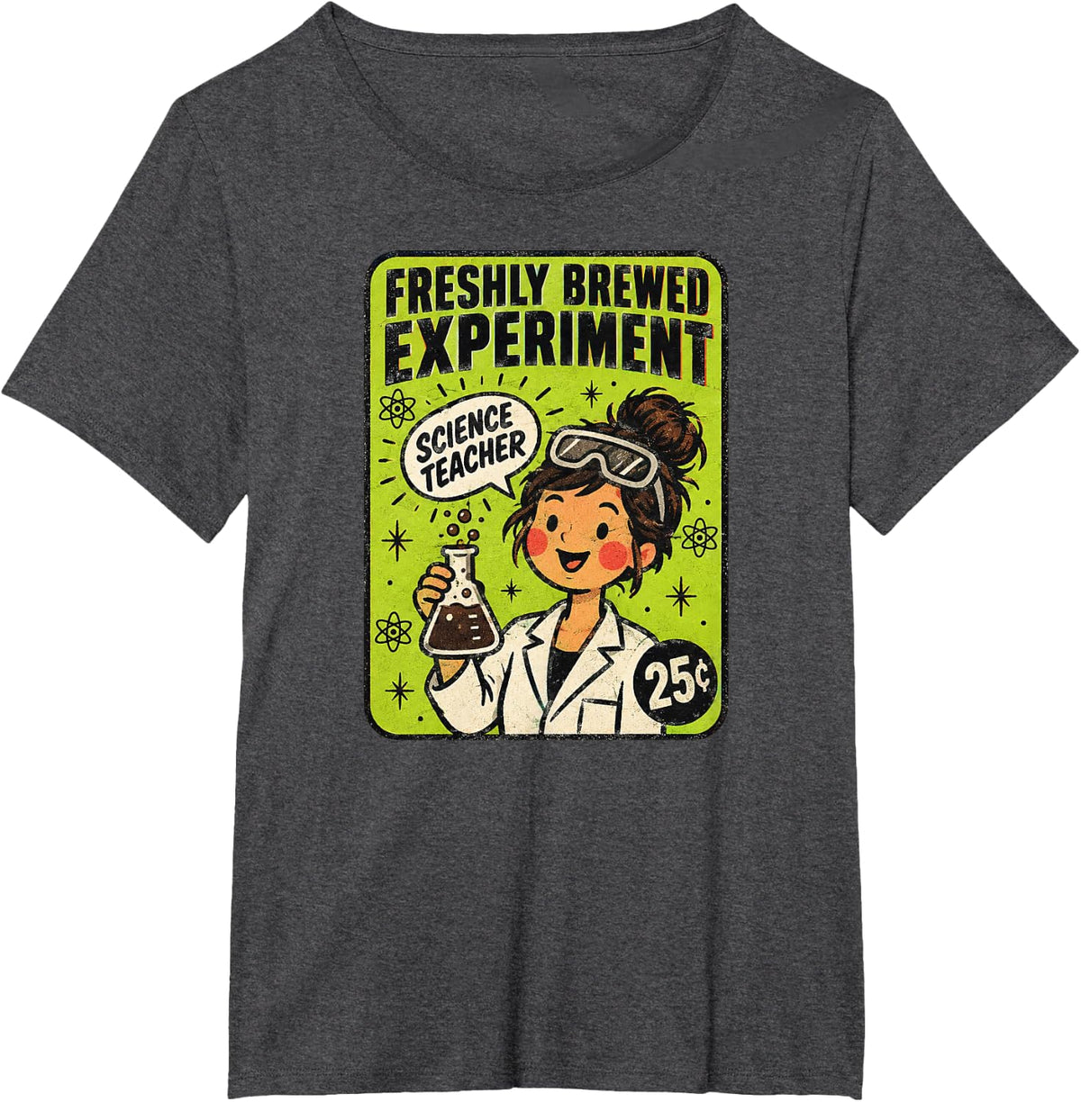 Science Teacher Freshly Brewed Experiment Retro Coffee Lab T-Shirt - Dark Heather Grey