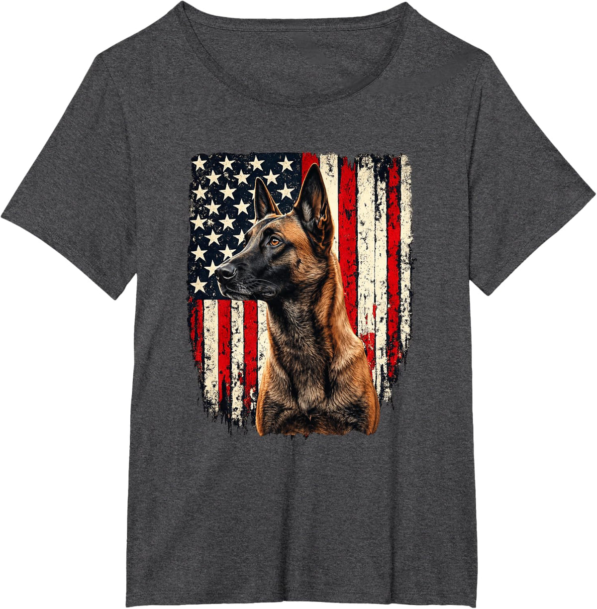 USA 4th July American Flag Belgian Malinois Lover T-Shirt - Dark Heather Grey
