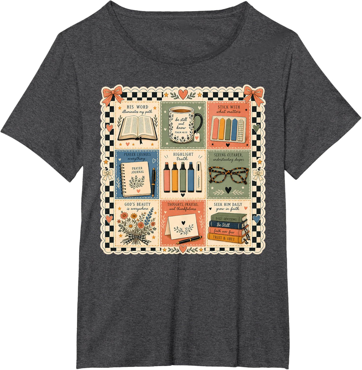 Be Still Know Christian Faith Bible Study Journaling T-Shirt - Dark Heather Grey