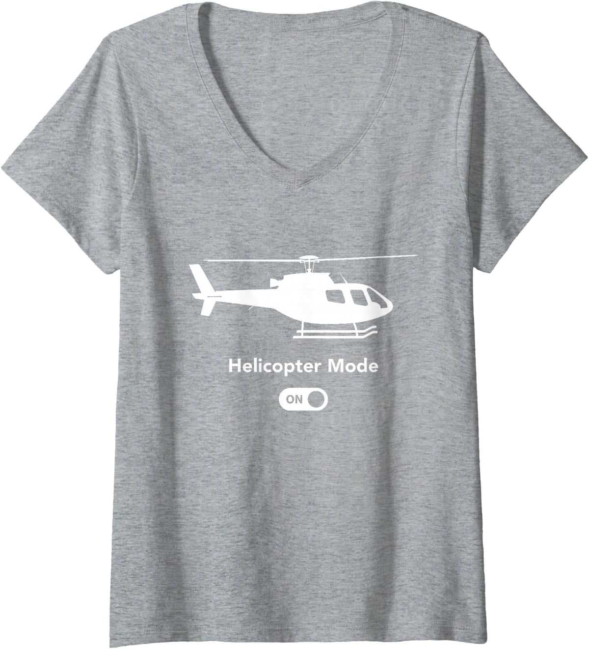 Women's Helicopter Mode On - Funny Airplane Aviation Design V-Neck T-Shirt - Heather Grey