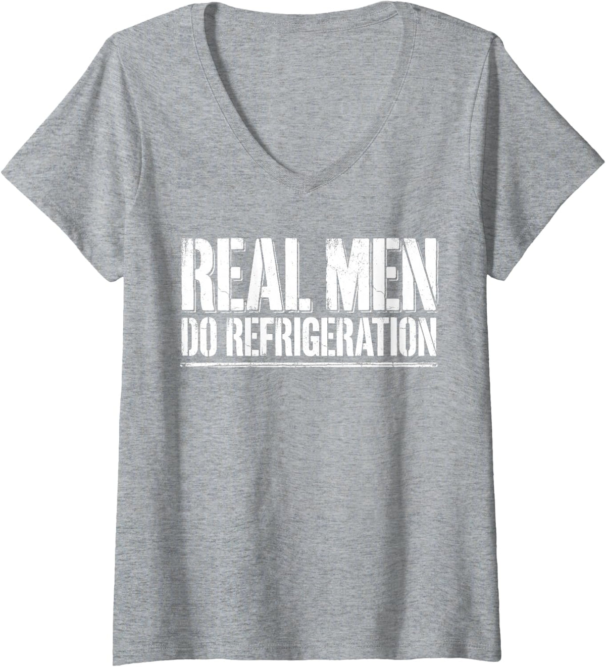 Women's Real Men Do Refrigeration HVAC Technician Cooling Tech Tee V-Neck T-Shirt - Heather Grey